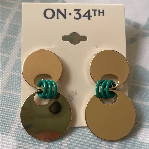 ON 34th Jewelry - ON 34TH Gold and Green Statement Earrings